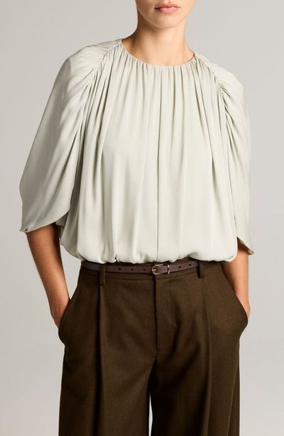 Vince Vince Gathered Silk Cape Bubble Top