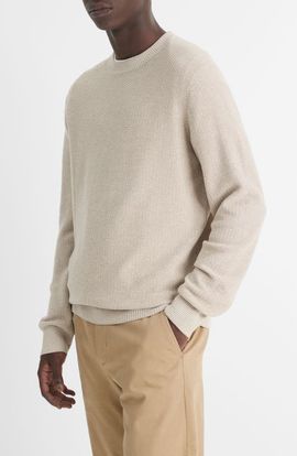 Vince Vince Geometric Jacquard Wool & Cotton Blend Crewneck Sweater