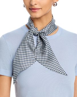 Vince Vince Gingham Silk Ribbon Scarf