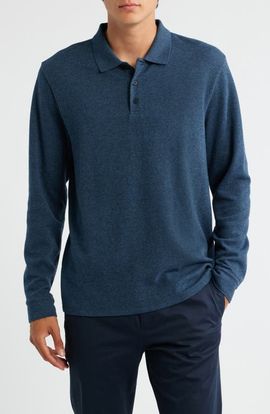 Vince Vince Heathered Double Face Long Sleeve Polo