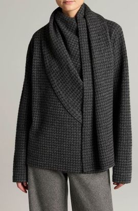Vince Vince Houndstooth Draped Scarf Sweater