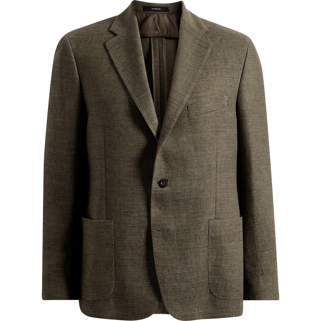 Vince Vince Icon Relaxed Fit Green Mélange Cotton & Linen Sport Coat 