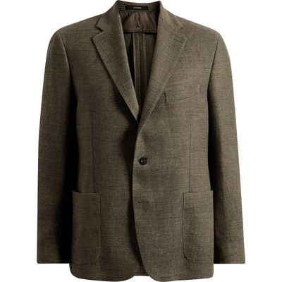 Vince Vince Icon Relaxed Fit Green Mélange Cotton & Linen Sport Coat 