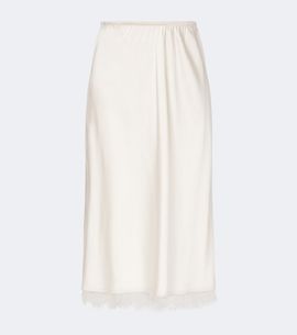 Vince Vince Lace-trimmed satin midi skirt