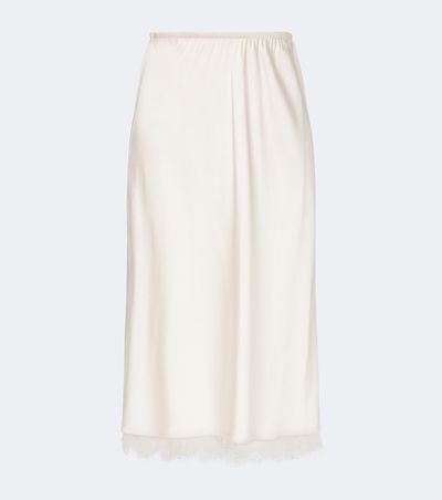 Vince Vince Lace-trimmed satin midi skirt