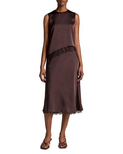 Vince Vince Lace Trim Satin Asymmetric Shell