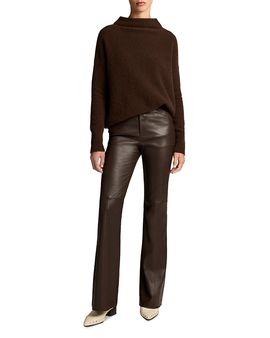 Vince Vince Leather Mid Rise Stretch Straight Leg Pants