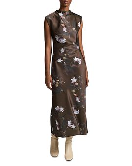 Vince Vince Lily Vine Draped Funnel Neck Dress