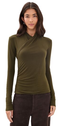 Vince Vince Long Sleeve Fixed Wrap Top Cypress