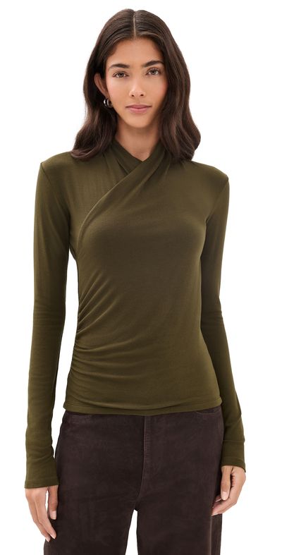 Vince Vince Long Sleeve Fixed Wrap Top Cypress