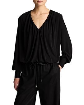 Vince Vince Long Sleeve V Neck Bubble Top