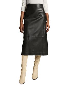 Vince Vince Mid Rise Leather Midi Skirt