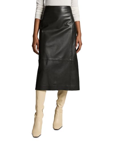 Vince Vince Mid Rise Leather Midi Skirt