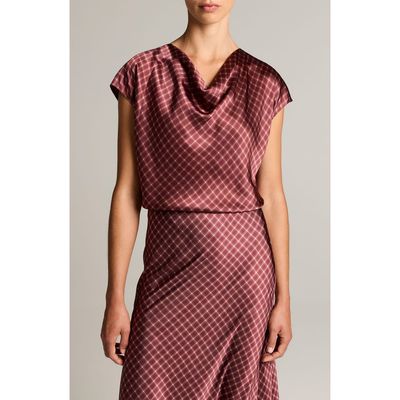 Vince Vince Ombr Plaid Silk Cowl Neck Top
