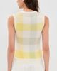 Vince Vince Plaid Crew Neck Shell Tank Dandelion Combo - 3