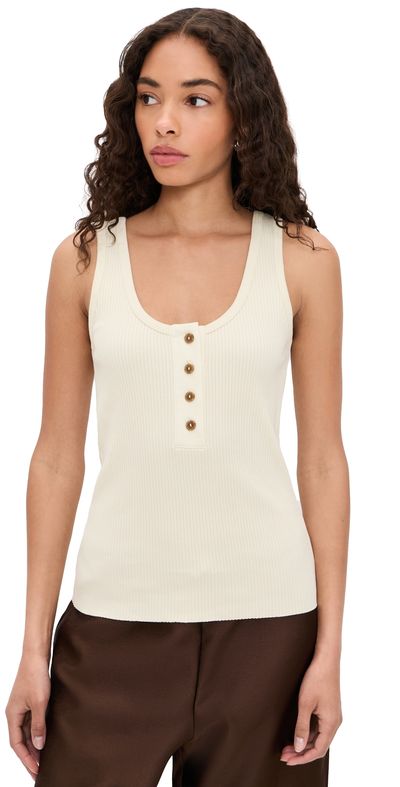 Vince Vince Rib Henley Tank Sun Ivory