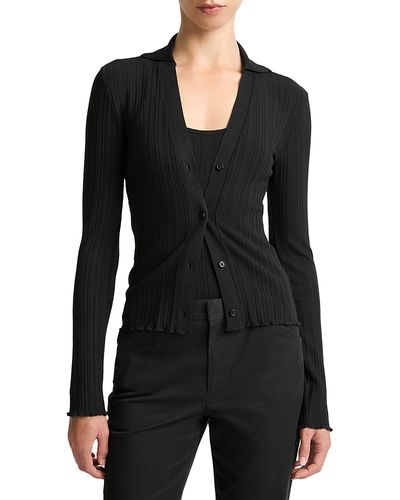 Vince Vince Rib Knit Polo Cardigan Sweater