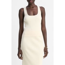 Vince Vince Rib Racerback Stretch Cotton Blend Tank Top