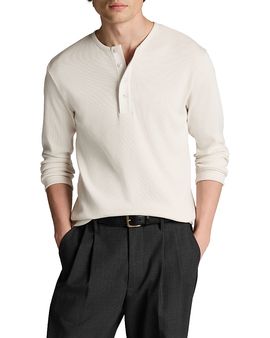 Vince Vince Ribbed Stretch Cotton Henley Shirt