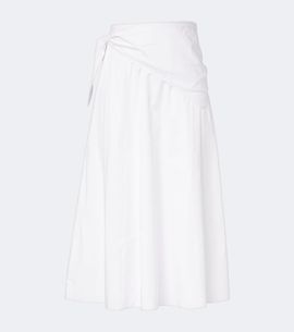 Vince Vince Scarf-detail cotton poplin midi skirt