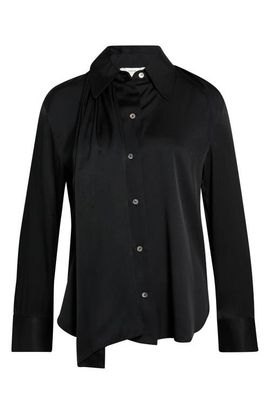 Vince Vince Scarf Detail Silk Blend Button-Up Shirt
