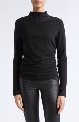 Vince Vince Side Drape Funnel Neck Top