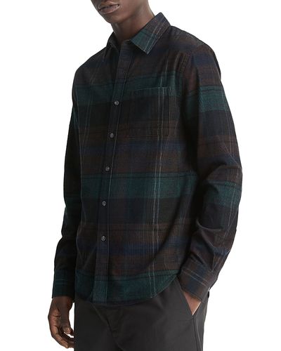 Vince Vince Sierra Cotton Corduroy Plaid Regular Fit Button Down Shirt