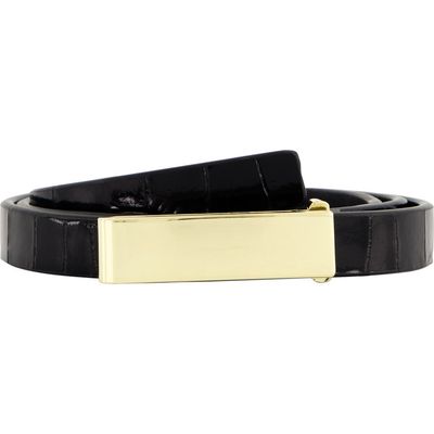 Vince Vince Skinny Croc Embossed Leather Belt