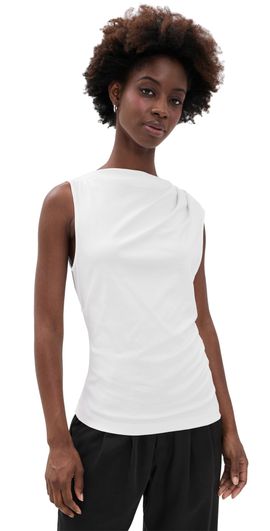 Vince Vince Sleeveless Draped Top Optic White