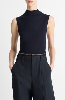 Vince Vince Sleeveless Mock Neck Wool Blend Knit Top