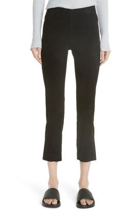 Vince Vince Split Hem Crop Stretch Suede Pants