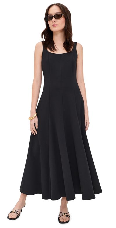 Vince Vince Square Neck Seamed Dress Black