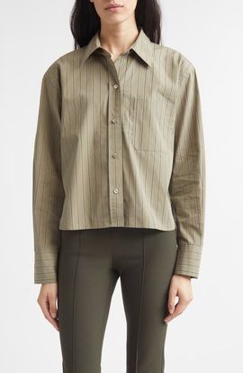 Vince Vince Stripe Crop Poplin Shirt
