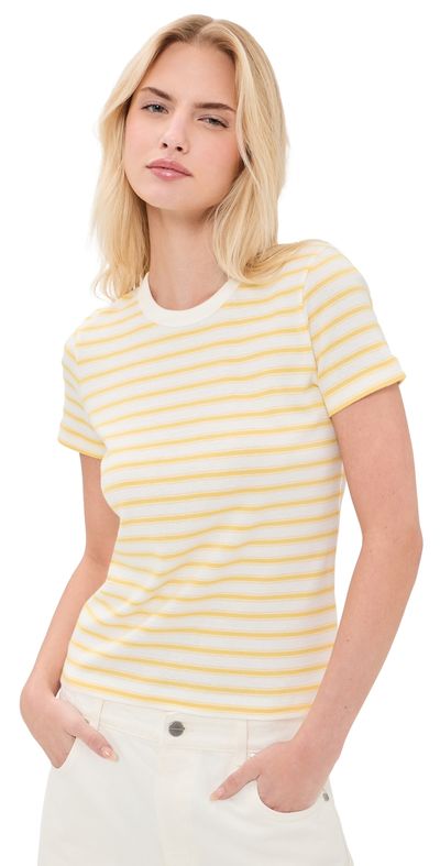 Vince Vince Stripe Shrunken 90s Tee Limone Combo