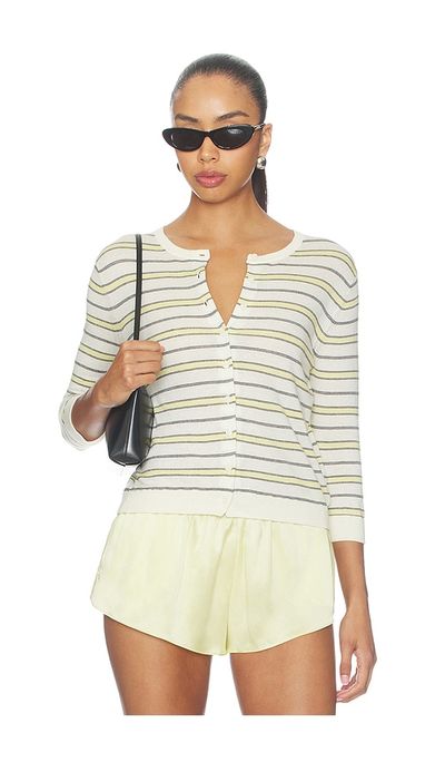 Vince Vince Striped 3/4 Sleeve Cardi