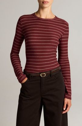 Vince Vince Striped Long Sleeve Cotton Crewneck Top
