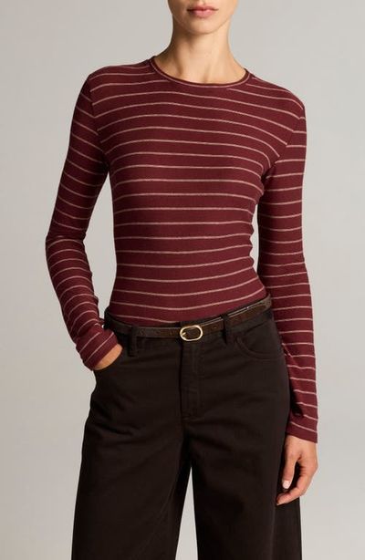 Vince Vince Striped Long Sleeve Cotton Crewneck Top