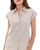Vince Vince Ticking Stripe Cap Sleeve Blouse Taupe Wood - 1