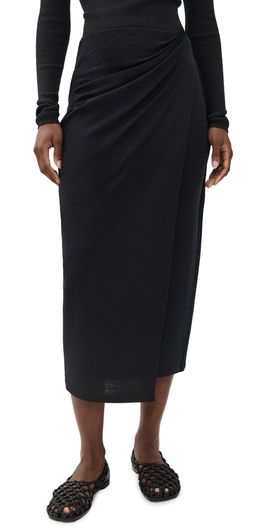 Vince Vince Waist Draped Midi Skirt Black