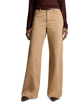 Vince Vince Washed Cotton Mid Rise Wide Leg Pants