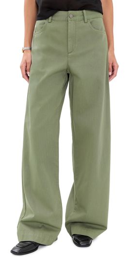 Vince Vince Washed Cotton Wide Leg Pants Sagewood