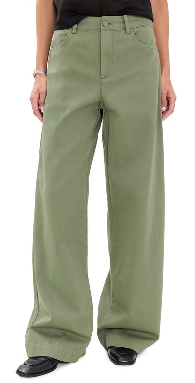 Vince Vince Washed Cotton Wide Leg Pants Sagewood