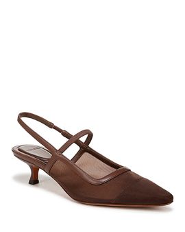 Vince Vince Women's Venice Pointed Toe Mesh Kitten Heel Slingback Pumps