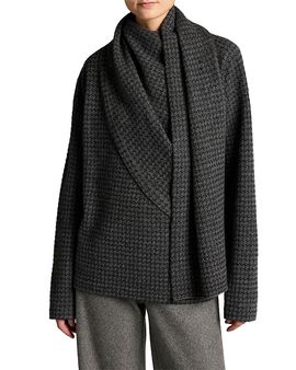 Vince Vince Wool & Cashmere Draped Scarf Houndstooth Sweater