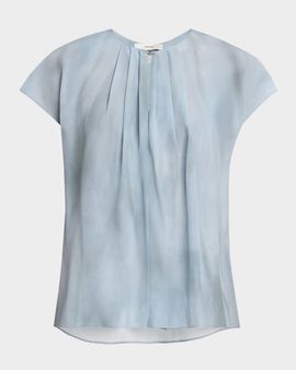 Vince Washed Ombré Silk Cap-Sleeve Blouse