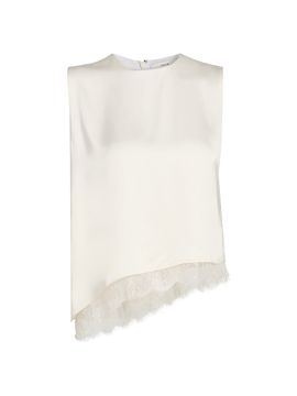 Vince Women's Asymmetric Satin Lace-Trim Top