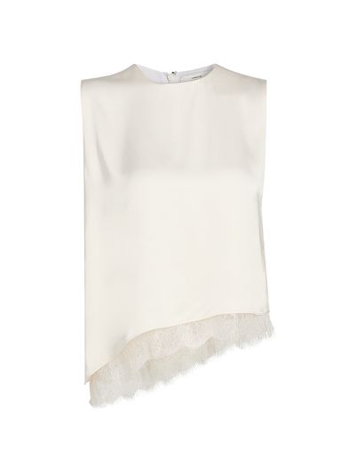 Vince Women's Asymmetric Satin Lace-Trim Top