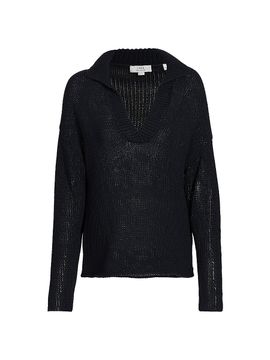 Vince Women's Coated Cotton Polo Sweater