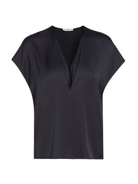 Vince Women's Double V-Neck Silk-Blend Top