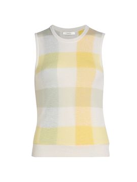 Vince Women's Plaid Wool Crewneck Sweater Vest